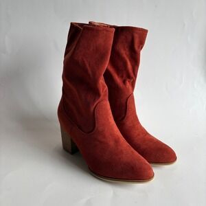 Hey Girl by Corkys Women's 8 Rust Wicked Heeled Boots Slouchy Faux Suede Booties